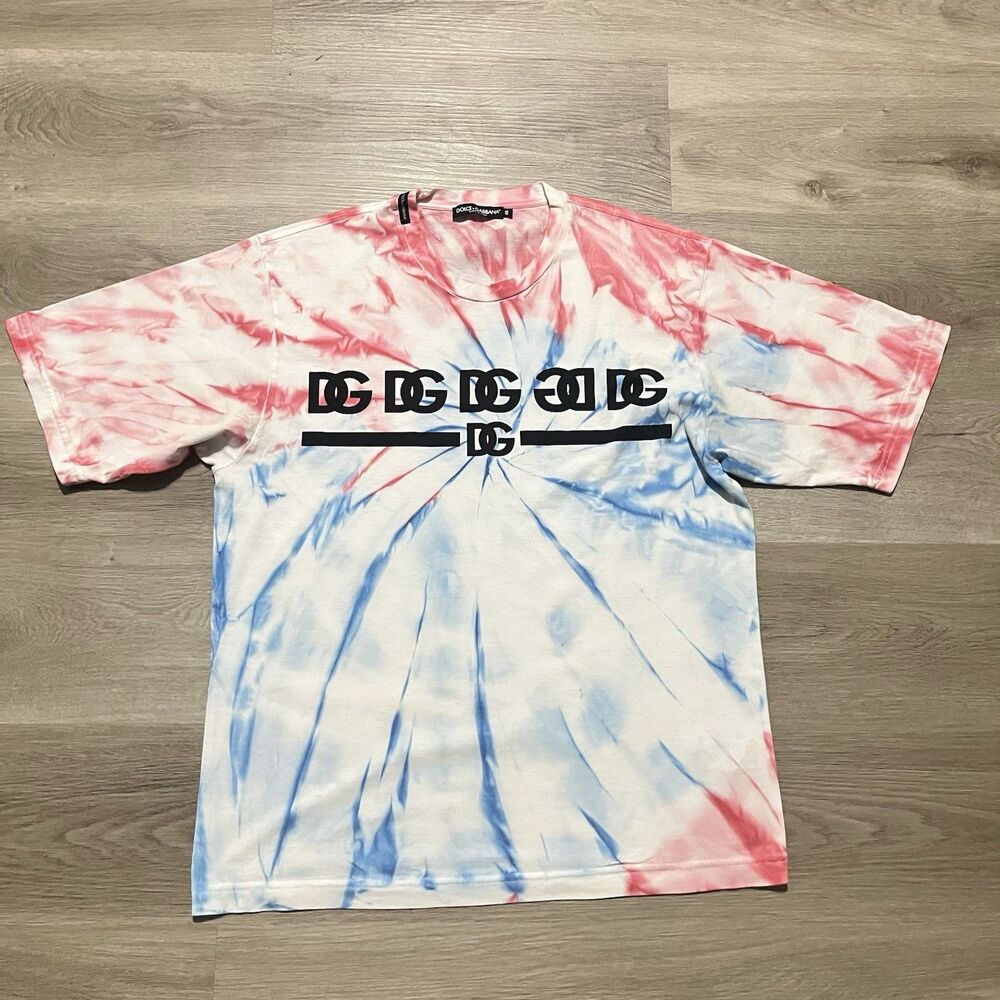 Dolce & Gabbana Tie Dye Red White Blue T-shirt Mens Size 48 Authentic